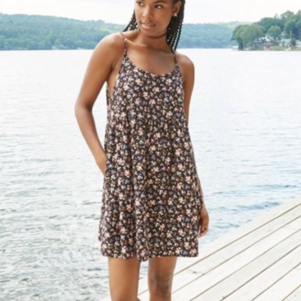 babydoll black floral dress